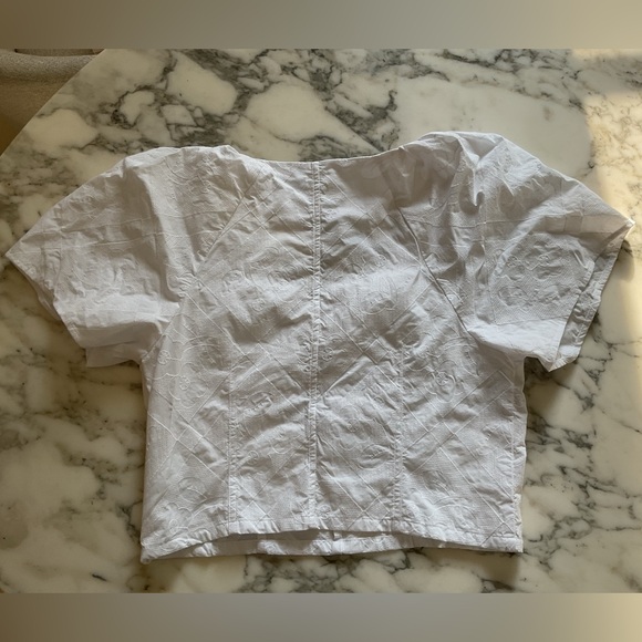 NWT Madewell Darted V-Neck Top Floral White Slightly Cropped Sz 8 - Picture 9 of 11